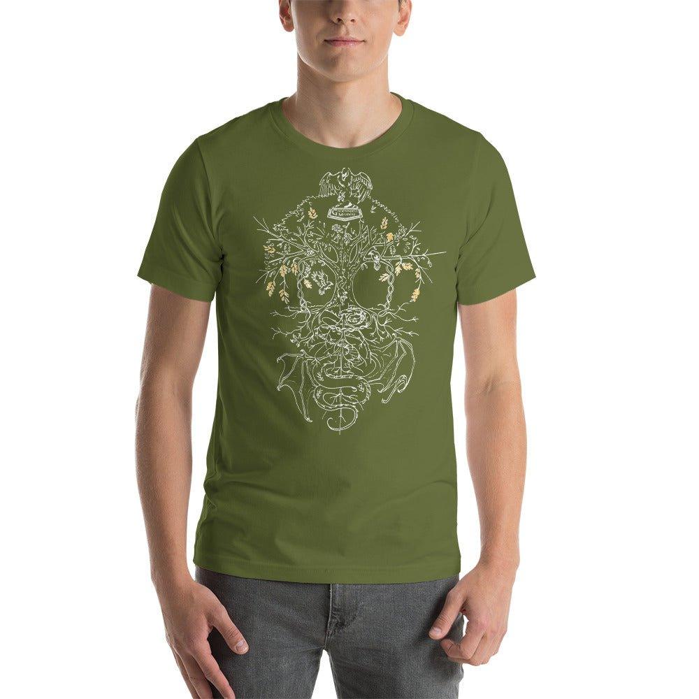 Yggdrasil Gold Details Short-Sleeve Unisex T-Shirt - Groennfell & Havoc Mead Store