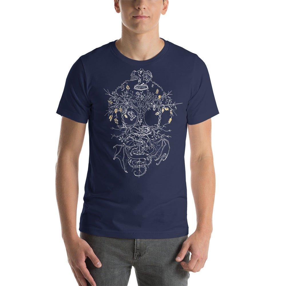 Yggdrasil Gold Details Short-Sleeve Unisex T-Shirt - Groennfell & Havoc Mead Store