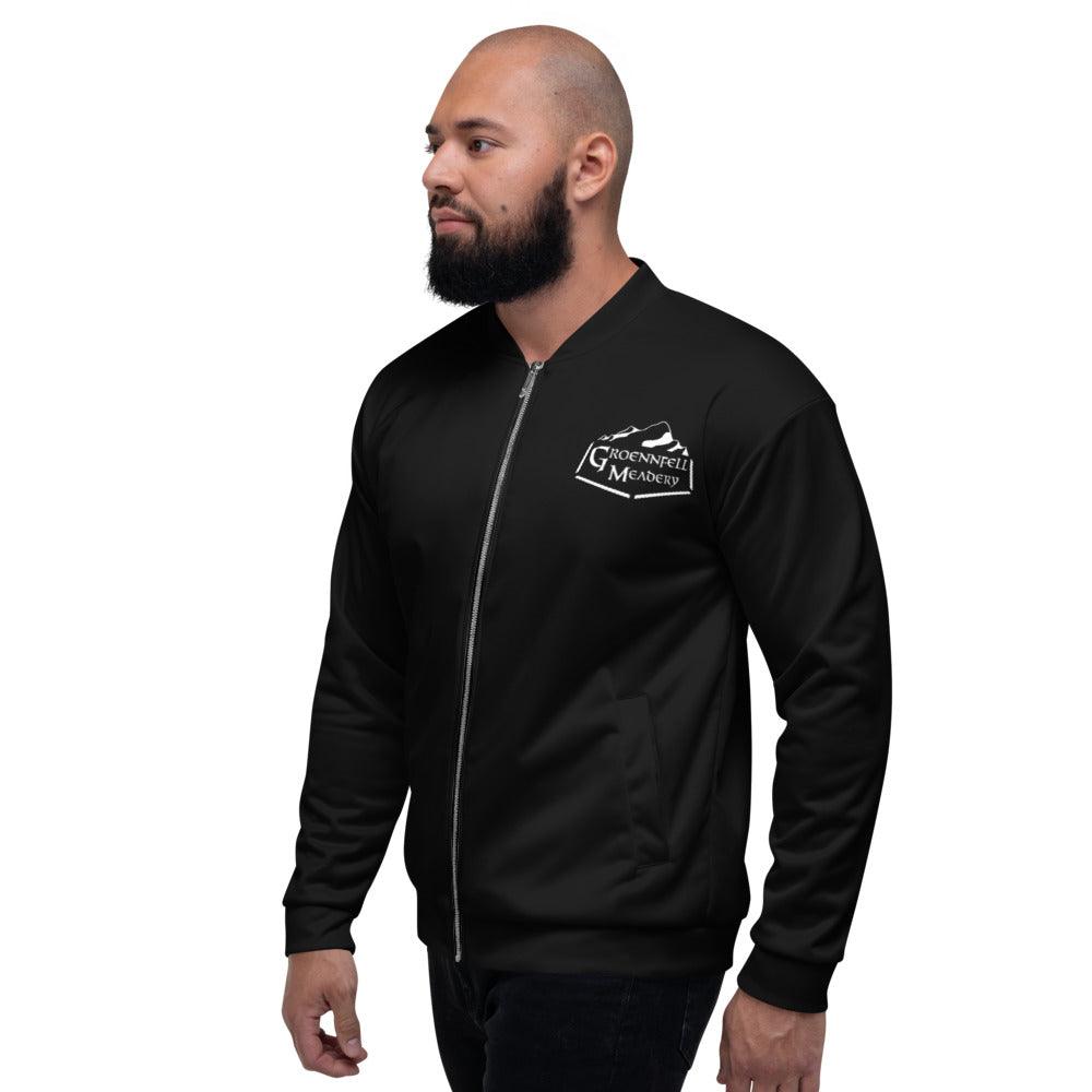 metal gear solid bomber jacket Black Unisex Yggdrasil with Gold Details Bomber Jacket